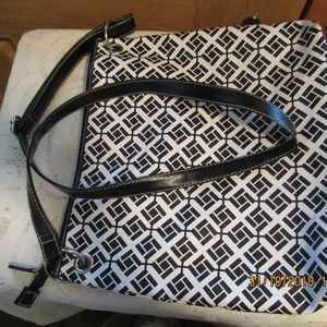 JB567.   Pretty Navy and White Handbag